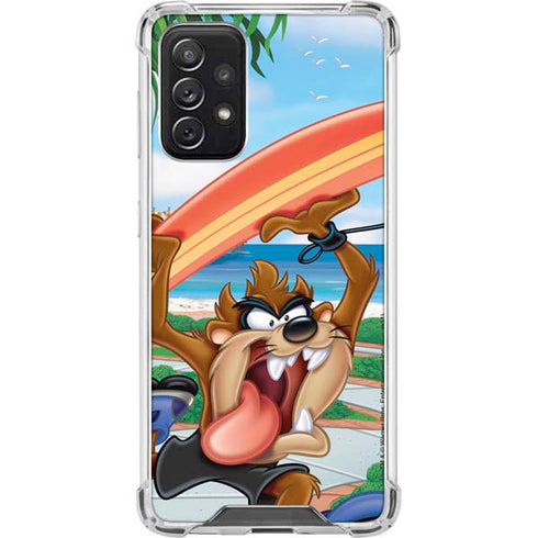 Looney Tunes Tasmanian Devil Surfboard Galaxy A72 5G Clear Case